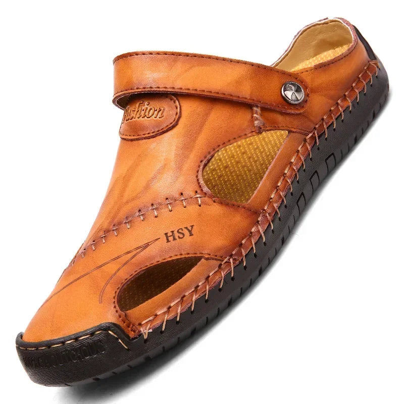 Genuine Leather Slip-On Sandals for Men - Al-Noor Bazaar