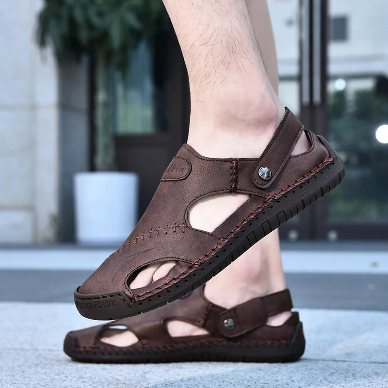 Breathable Leather Sandals for Men - Al-Noor Bazaar