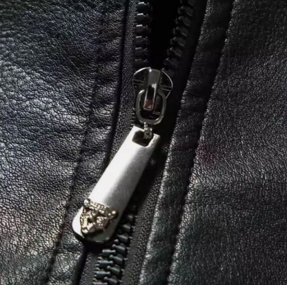 Men's Vintage Black Faux Leather Biker Jacket – Waterproof, Custom Sizes