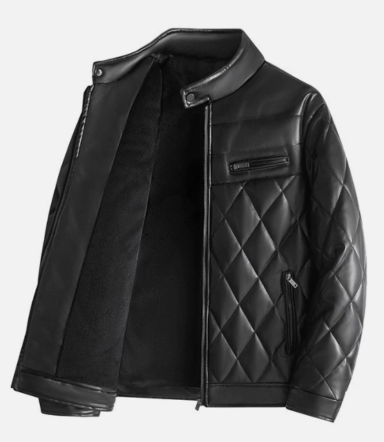 Men’s Thick PU Leather Jacket – Fleece Lined, Casual Winter Coat M-4XL