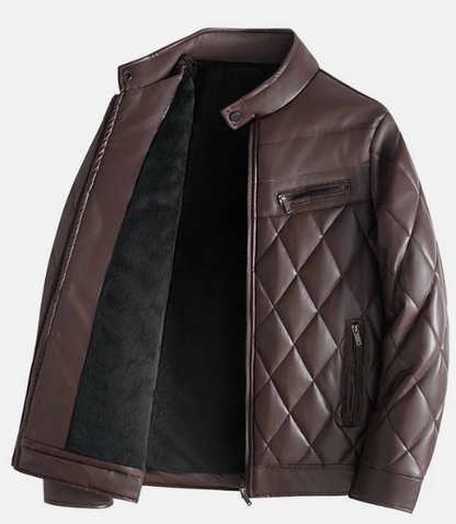 Men’s Thick PU Leather Jacket – Fleece Lined, Casual Winter Coat M-4XL