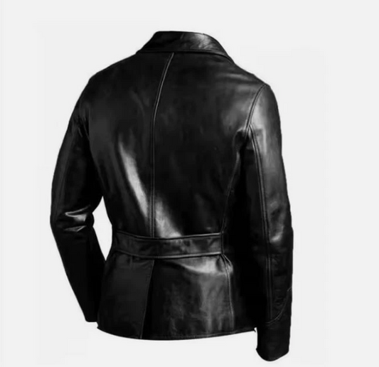 Classic rider style faux leather jacket for men