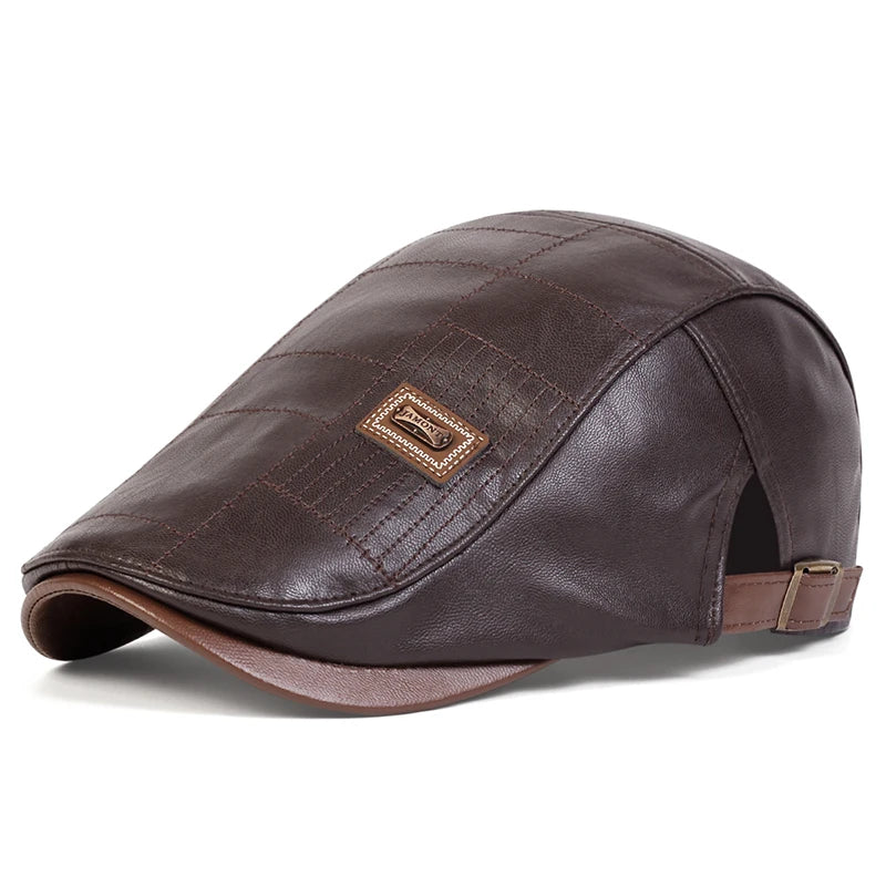 Faux Leather Newsboy Cap for Men - Al-Noor Bazaar