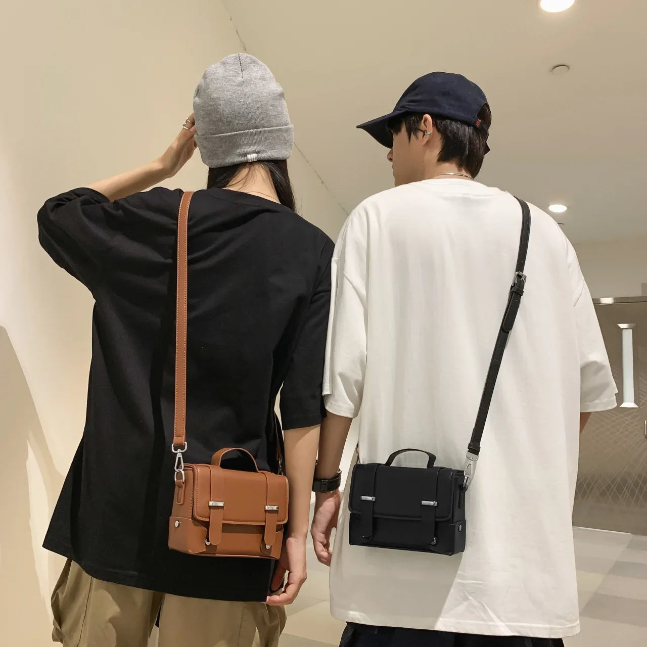Minimalist Leather Crossbody Bag for Men and Women - Al-Noor Bazaar