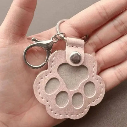 Leather Pet Hair Keepsake Keychain with Cat Paw Charm