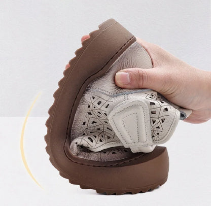 Women's Leather Cutout Ankle Sandals - Al-Noor Bazaar