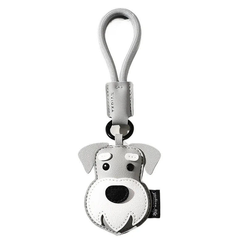 Leather Pet Keychain with Puppy Charm - Al-Noor Bazaar