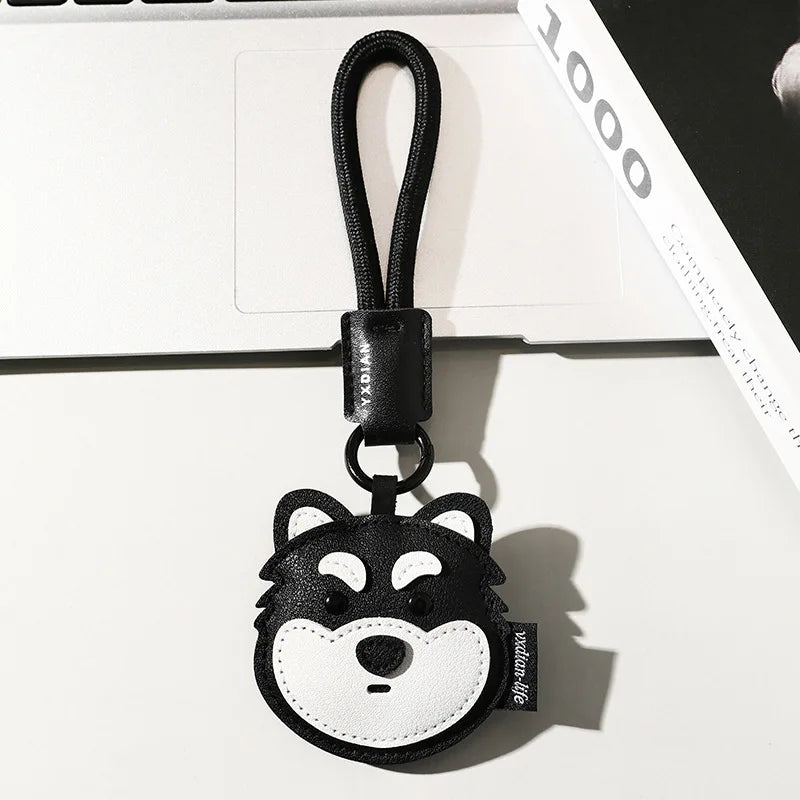 Leather Pet Keychain with Puppy Charm - Al-Noor Bazaar