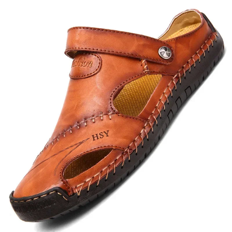 Genuine Leather Slip-On Sandals for Men - Al-Noor Bazaar