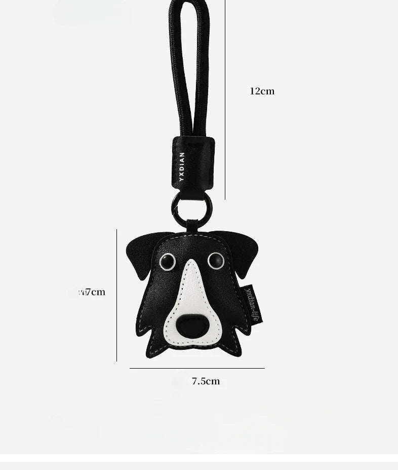 Leather Pet Keychain with Puppy Charm - Al-Noor Bazaar