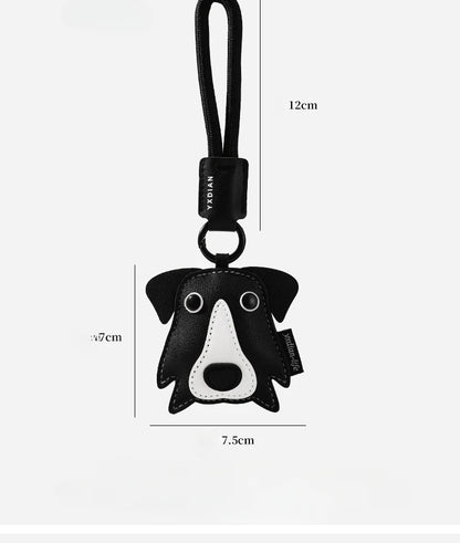 Leather Pet Keychain with Puppy Charm - Al-Noor Bazaar