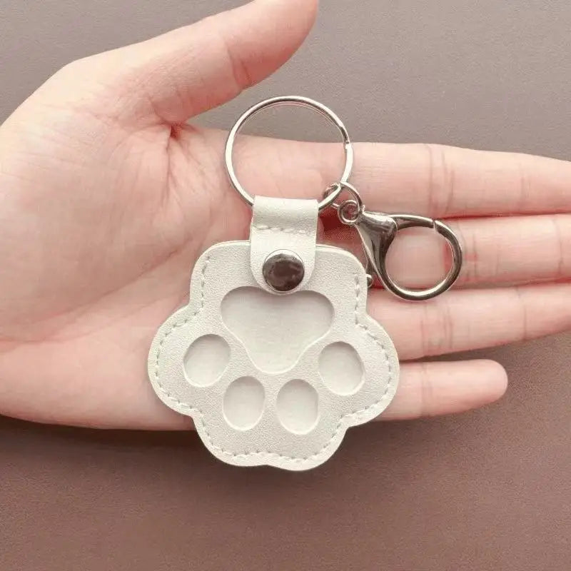 Leather Pet Hair Keepsake Keychain with Cat Paw Charm