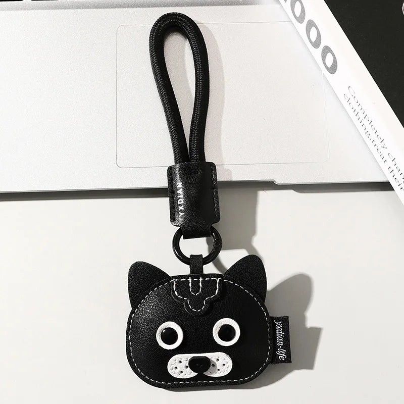 Leather Pet Keychain with Puppy Charm - Al-Noor Bazaar