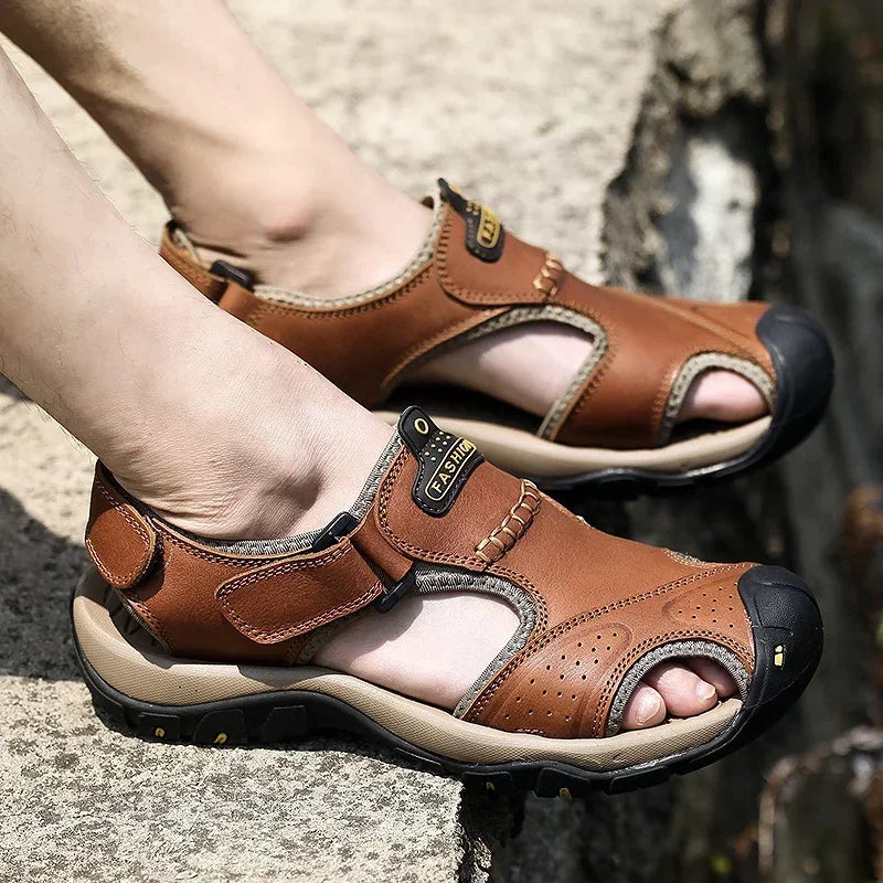 Leather Beach Sandals for Men - Al-Noor Bazaar