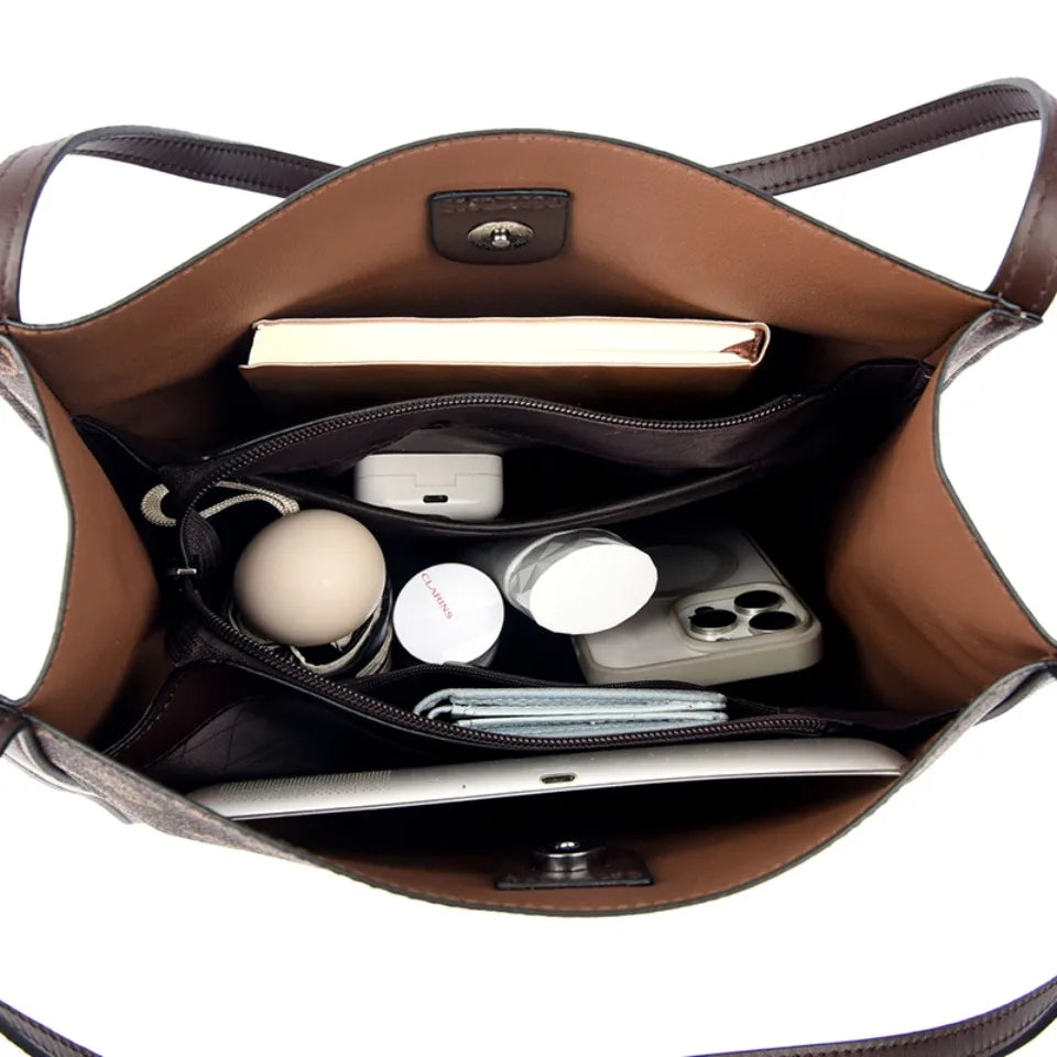 Leather Tote Bag with Top Handle for Women - Al-Noor Bazaar