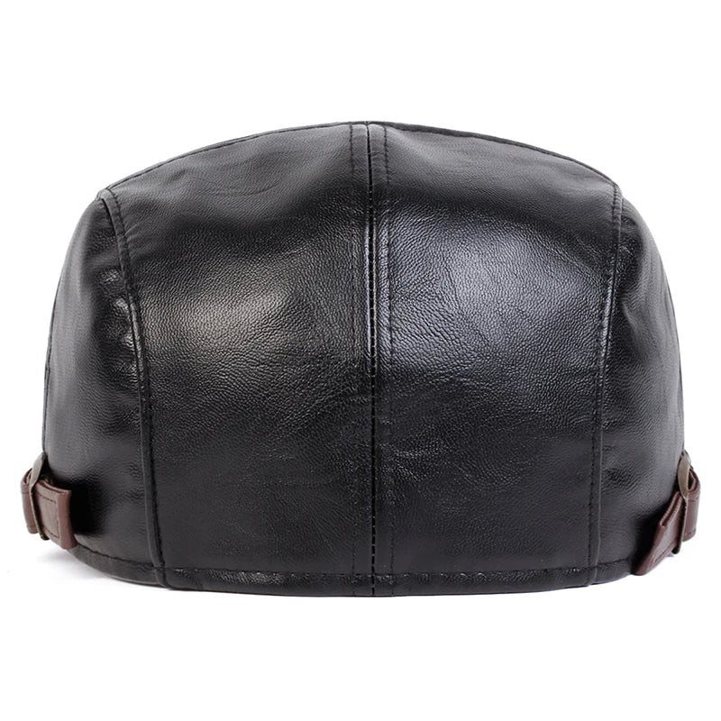 Faux Leather Newsboy Cap for Men - Al-Noor Bazaar