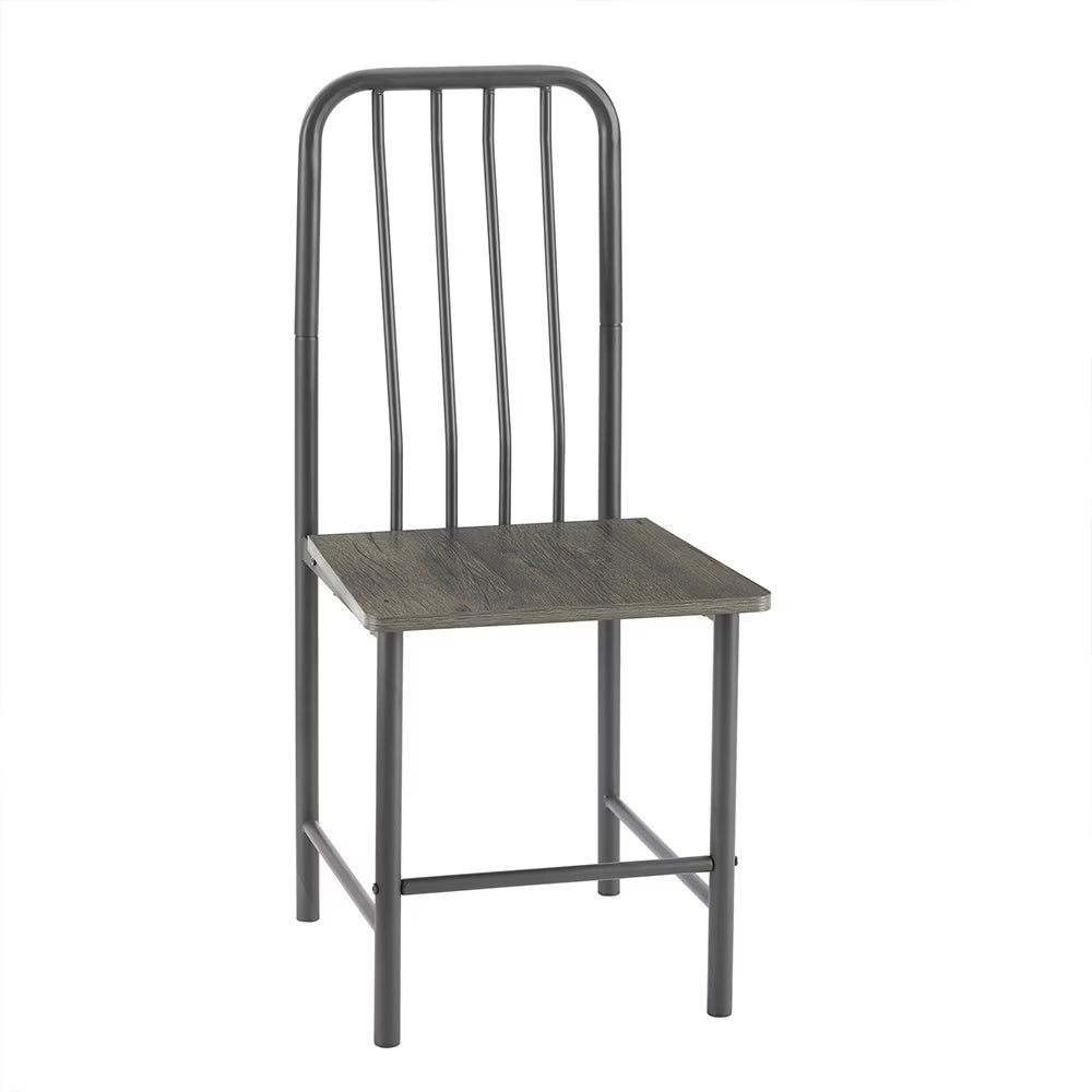 Modern Black & Brown Dining Set for Two | Tempered Glass Top Table with Metal Chairs | Small Space Furniture