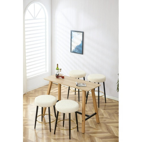 Counter Height Bar Stools Set of 2 – PU Upholstered Kitchen & Dining Chairs with Golden Footrest