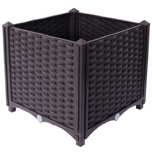 Deep Self-Watering Raised Garden Bed Planter Box (14.7" H) for Vegetables, Flowers, and Herbs | Brown Polypropylene