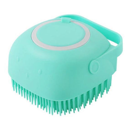 Silicone Pet Bath & Massage Brush – Dog & Cat Grooming Tool with Shampoo Dispenser