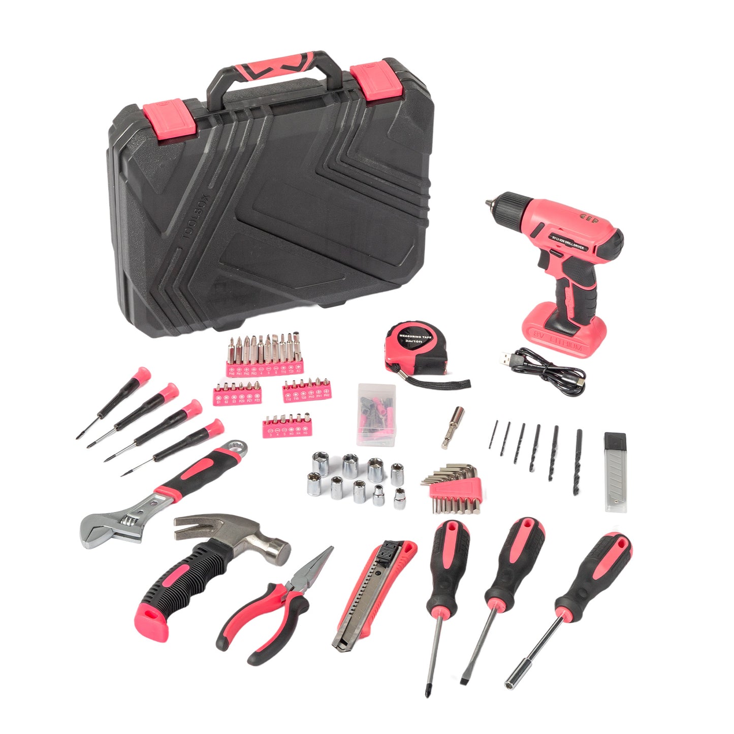 Electric Drill Plastic Box Tool Set 146pcs 8v