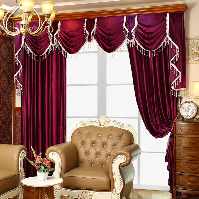 Luxury Red Velvet Blackout Curtains
