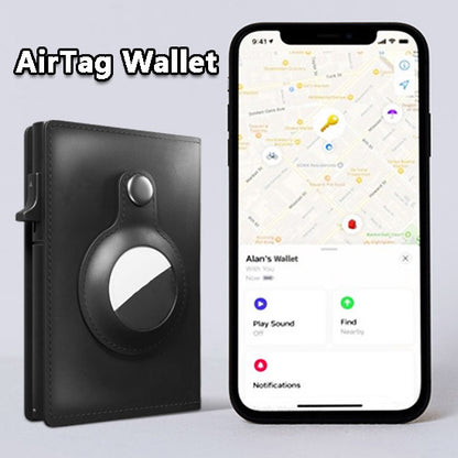 Leather AirTag Wallet with Aluminum Card Holder