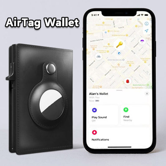 Leather AirTag Wallet with Aluminum Card Holder