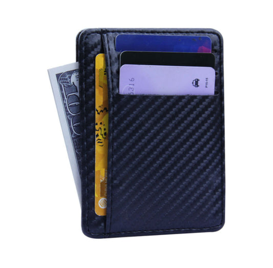 Slim RFID Carbon Fiber PU Leather Wallet