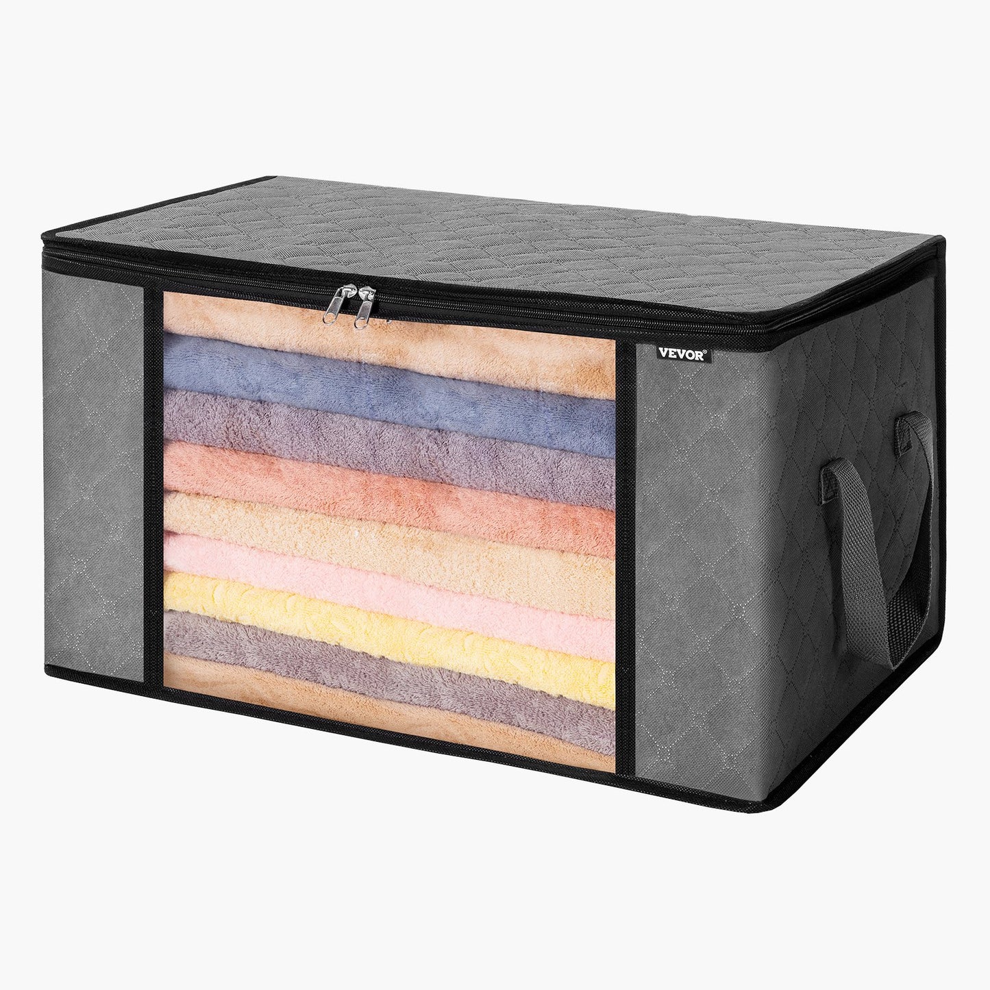 90L Large Storage Bags, 6 Pack Clothes Storage Bin, Foldable Closet Organizers Containers With Handle, Nov-woven Fabric Storage Bag For Clothing, Blanket, Comforter, Bed Sheet, Pillow Grey