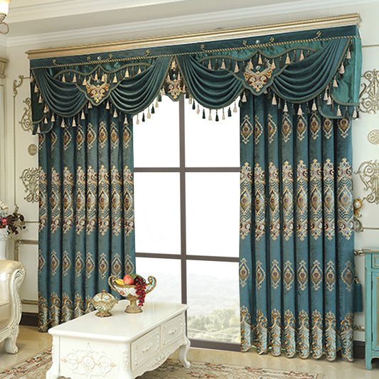 Luxury Embroidered Velvet Curtains – 2-Piece Blackout Drapes for Living Room & Bedroom