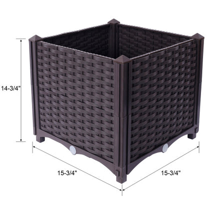 Deep Self-Watering Raised Garden Bed Planter Box (14.7" H) for Vegetables, Flowers, and Herbs | Brown Polypropylene