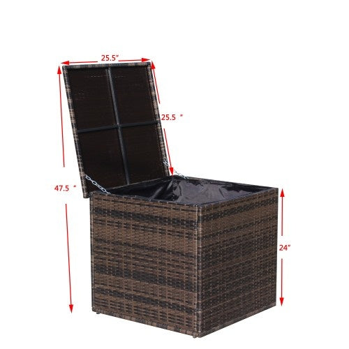 Brown Wicker Deck Storage Box | All-Weather Outdoor Furniture Cushion Bin