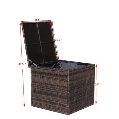 Brown Wicker Deck Storage Box | All-Weather Outdoor Furniture Cushion Bin