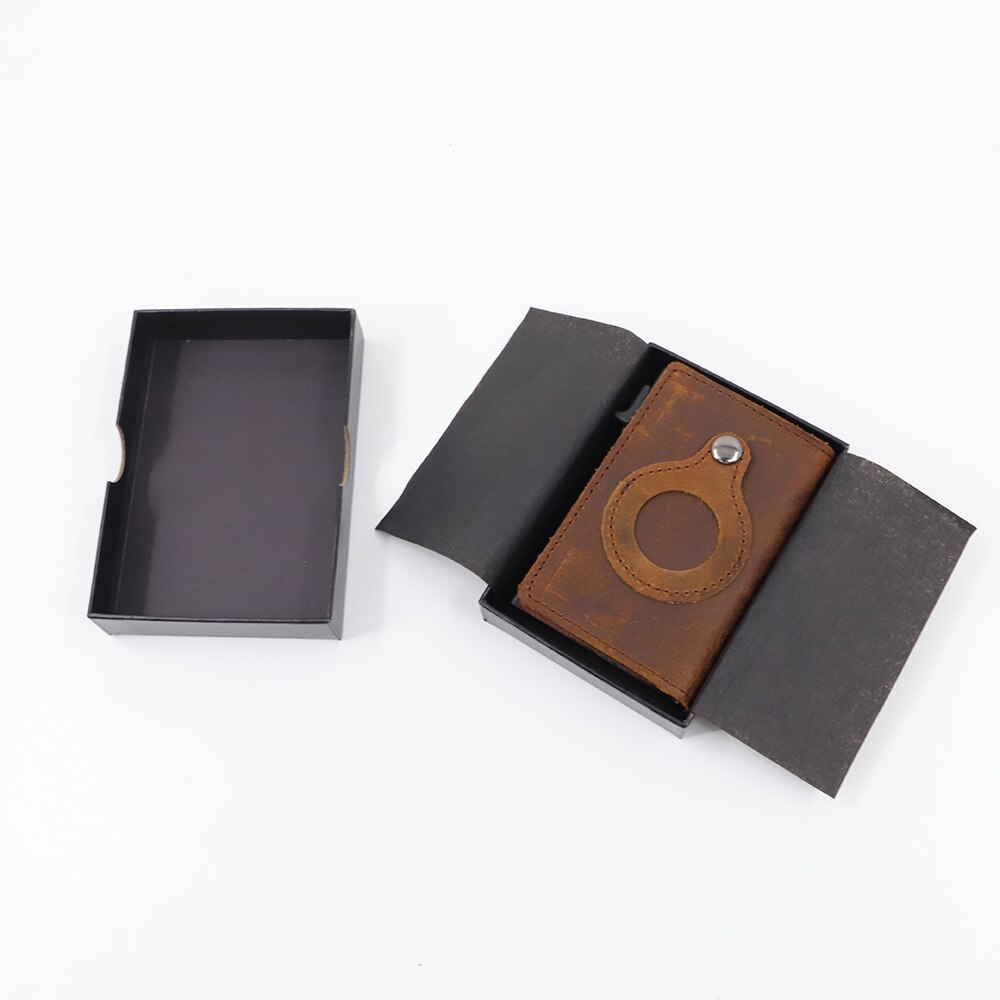 Minimalist Leather Wallet with AirTag Holder