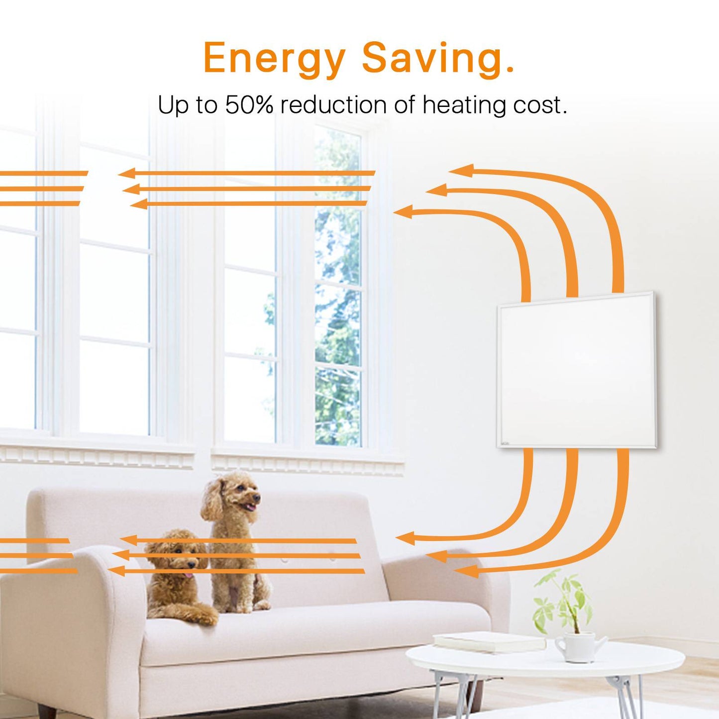 Electric Wall Mounted Space Flat Panel Heater 500W, Portable With Back Stand