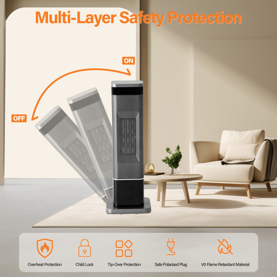 Space Heaters For Indoor Use 23inch, Portable Heater With 7 Light Colors