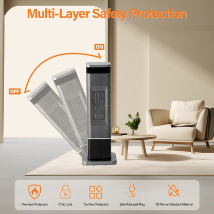 Space Heaters For Indoor Use 23inch, Portable Heater With 7 Light Colors