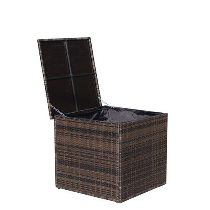 Brown Wicker Deck Storage Box | All-Weather Outdoor Furniture Cushion Bin
