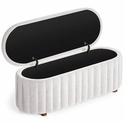 Linen Upholstered Storage Bench – Multifunctional Entryway, Living Room & Bedroom Ottoman
