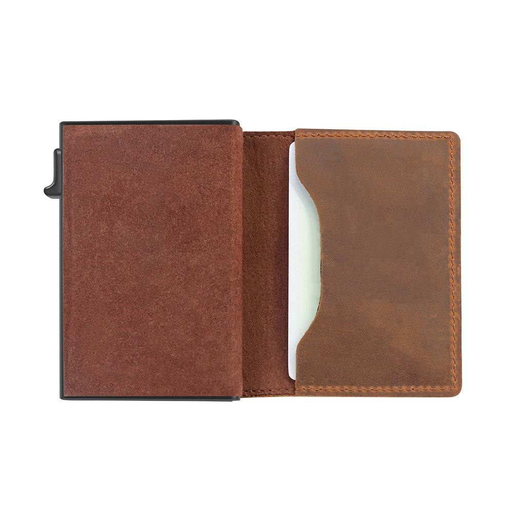 Slim Leather Wallet with AirTag Slot