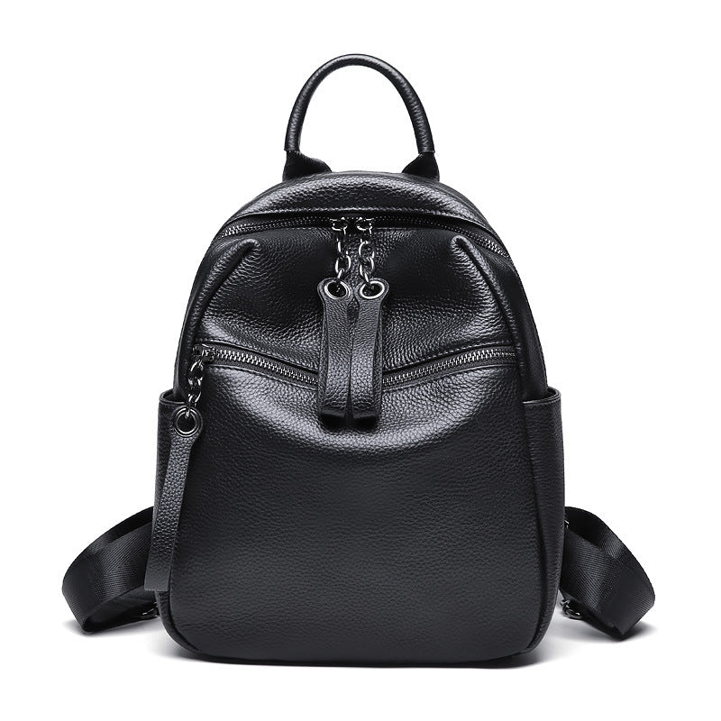 Leather Travel Backpack, Black