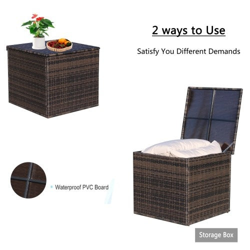 Brown Wicker Deck Storage Box | All-Weather Outdoor Furniture Cushion Bin