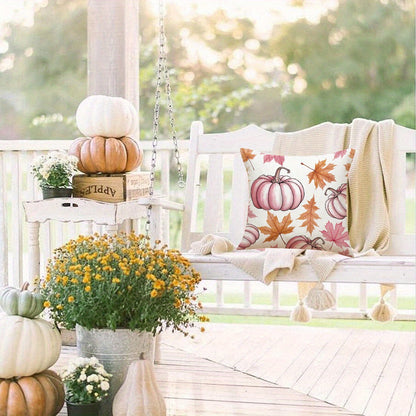 4 Pack Fall Pillow Covers 18x18in Farmhouse Pumpkin Maple Leaf Cushion Case Autumn Sofa Couch Decor For Autumn Thanksgiving Harvest Decorations