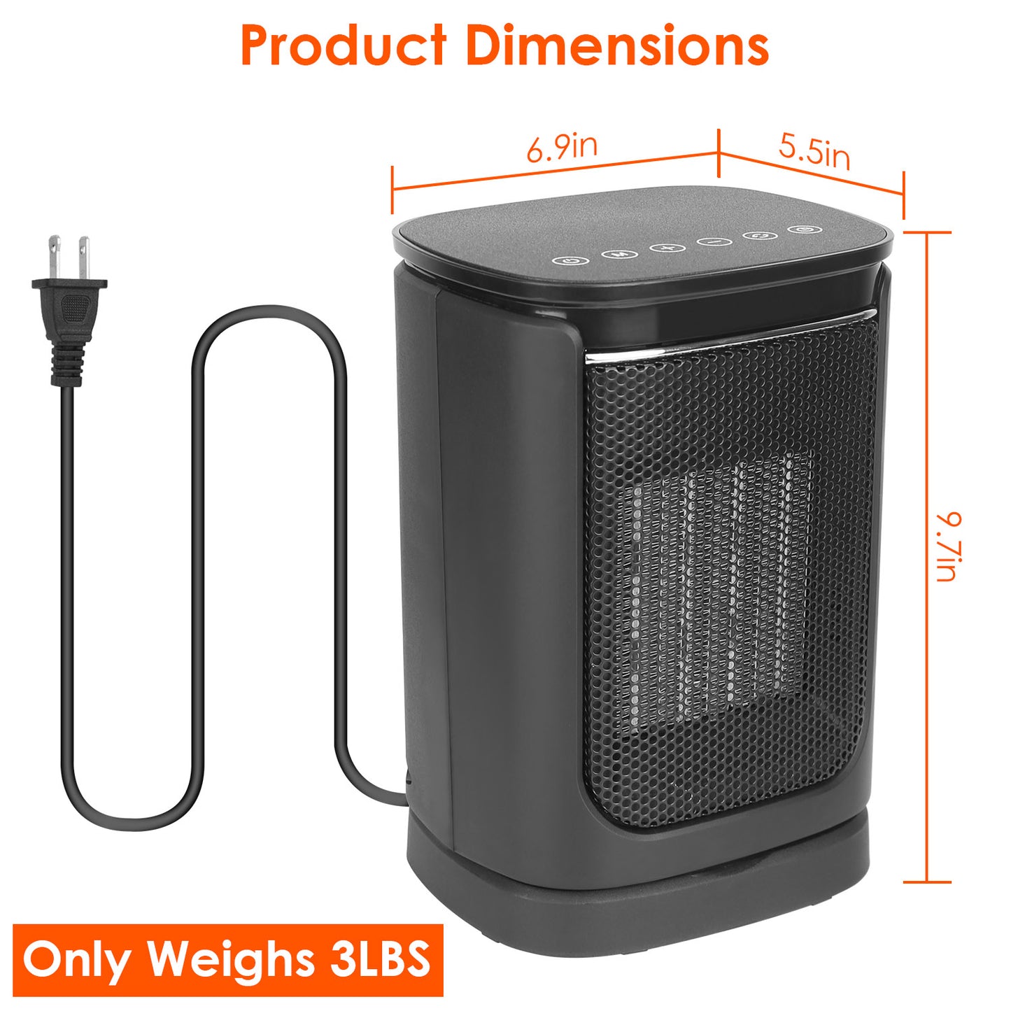 Electric Space Heater 1500W, Ceramic Heater Fan 90 Degree Oscillating Heating Fan With 3 Modes Remote Control Digital Display Tip-over Overheating Protection For Home Office