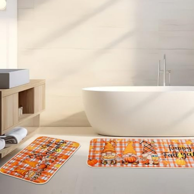 NOVWANG Fall Kitchen Mat Set Of 2, Autumn Kitchen Rugs Maple Leaves Kitchen Mats Decor Thanksgiving Decorative Floor Door Mat, Fall Kitchen Mats And Rugs 2 Size Of 17x29 And 17x47 Inch