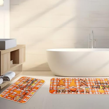 NOVWANG Fall Kitchen Mat Set Of 2, Autumn Kitchen Rugs Maple Leaves Kitchen Mats Decor Thanksgiving Decorative Floor Door Mat, Fall Kitchen Mats And Rugs 2 Size Of 17x29 And 17x47 Inch