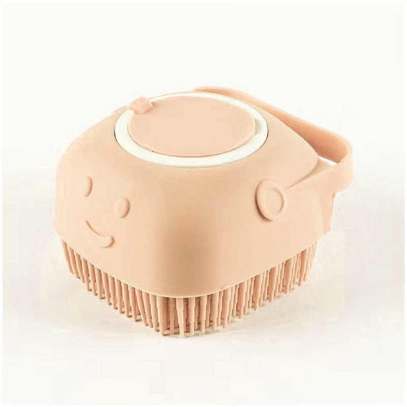 Silicone Pet Bath & Massage Brush – Dog & Cat Grooming Tool with Shampoo Dispenser