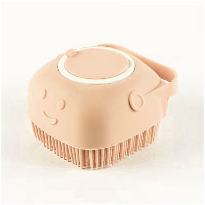 Silicone Pet Bath & Massage Brush – Dog & Cat Grooming Tool with Shampoo Dispenser