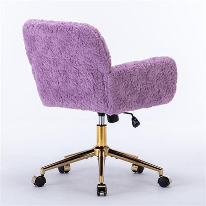 Wool Office Chair | Wide Seat, Reclining Fuzzy Desk Chair with Adjustable Tilt | Cozy Home Office Furniture
